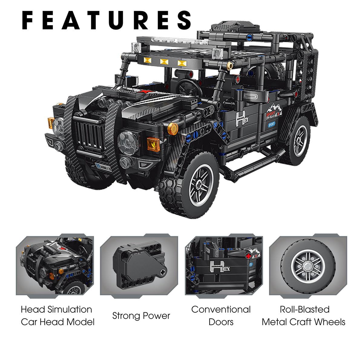 DIY Blocks Pull-Back Car – Jeep | Buildable Construction Toy Car Kit - Image 7