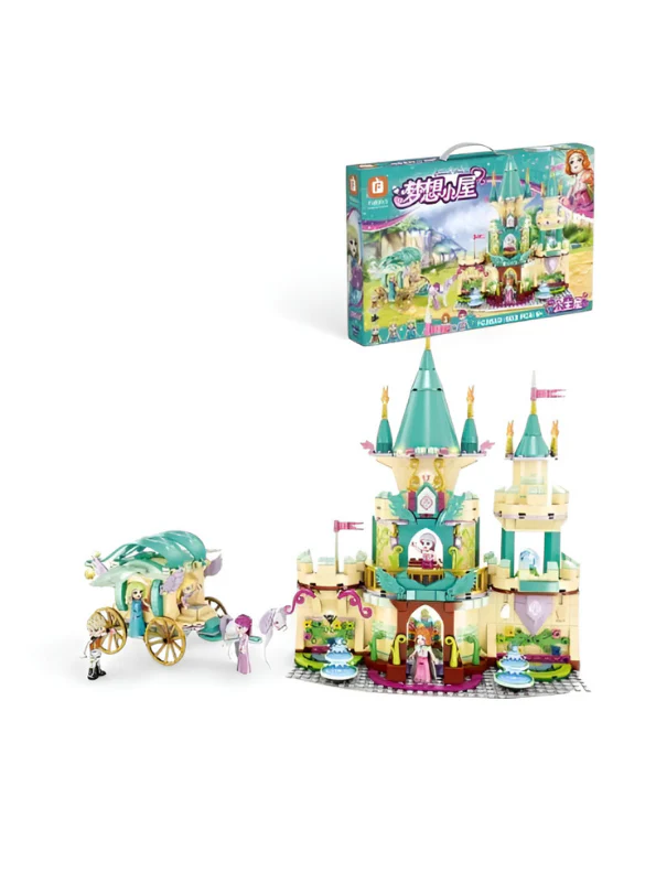 Magic Fairy Princess Castle Building Block Set with Enchanted Carriage, Mini Figures