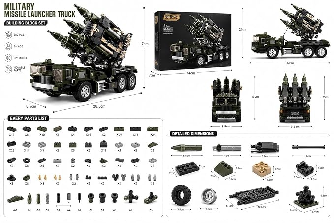 Military Missile Launcher Truck Building Block Set - Image 5