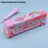 Unicorn & Space School Bus Pencil Box – Double Decker Case with Sharpener & Sliding Compartments for Kids