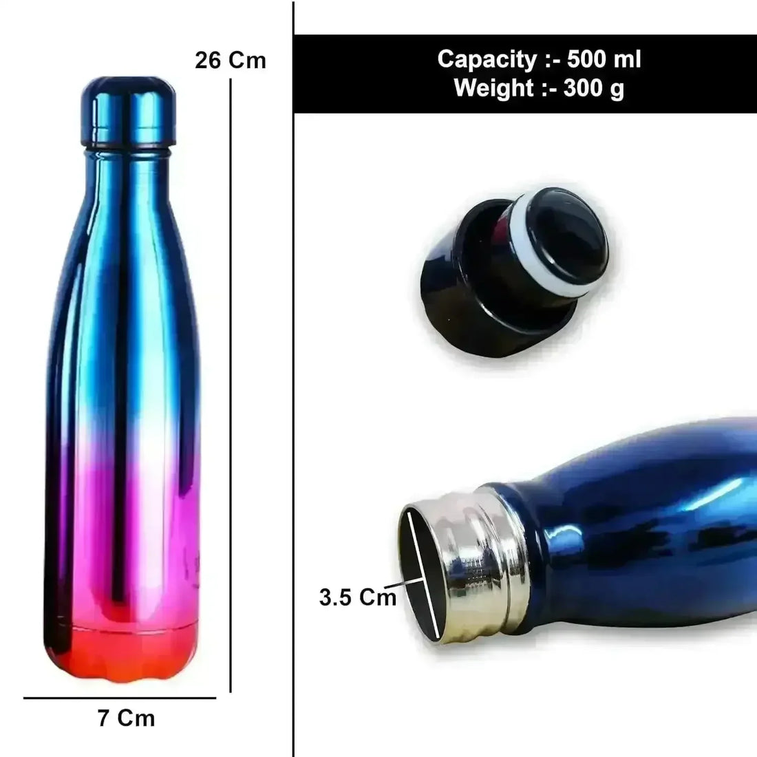 Rainbow Double Wall Steel Water Bottle (500 ml) - Image 5