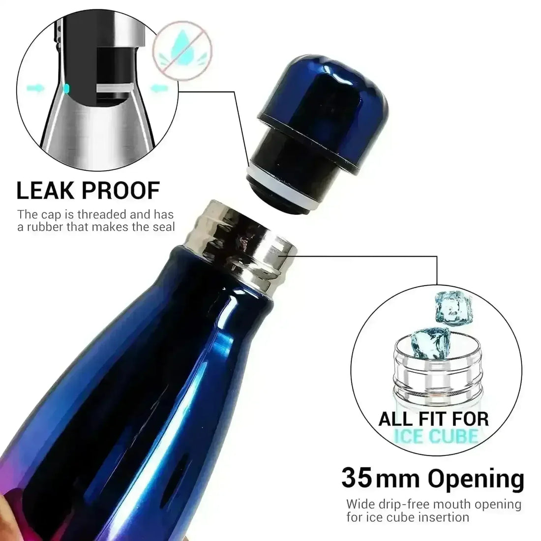 Rainbow Double Wall Steel Water Bottle (500 ml) - Image 7